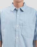Nevada Stripe Texture Reg Collar - Boxy Fit Kemeja Pria