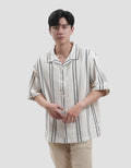 Nevada Stripe Linen Teksture Camp Collar - Boxy Fit Kemeja Pria