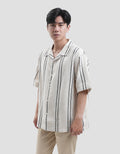 Nevada Stripe Linen Teksture Camp Collar - Boxy Fit Kemeja Pria