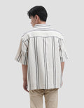 Nevada Stripe Linen Teksture Camp Collar - Boxy Fit Kemeja Pria