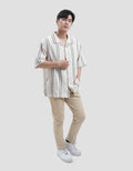 Nevada Stripe Linen Teksture Camp Collar - Boxy Fit Kemeja Pria