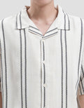 Nevada Stripe Linen Teksture Camp Collar - Boxy Fit Kemeja Pria