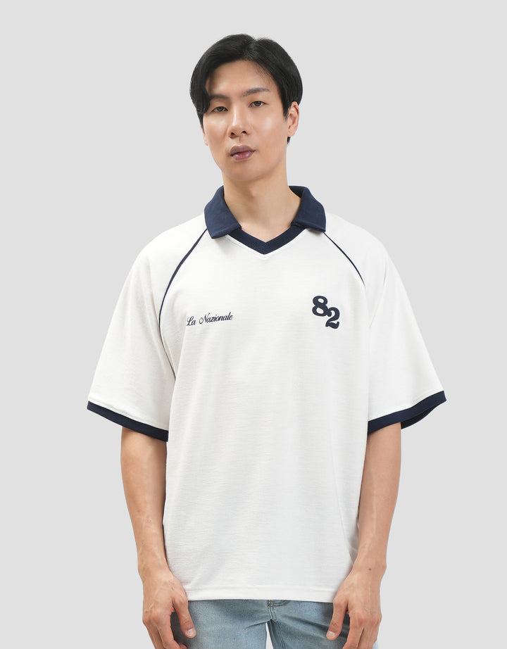 Nevada Terry Varsity Look Kaos Polo Oversize Pria