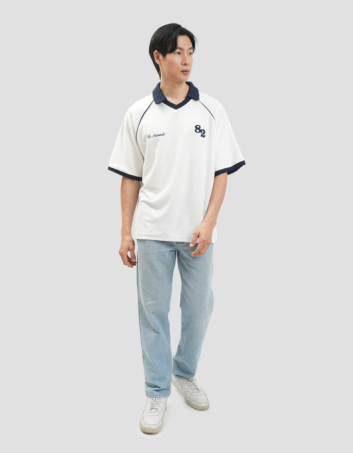 Nevada Terry Varsity Look Kaos Polo Oversize Pria