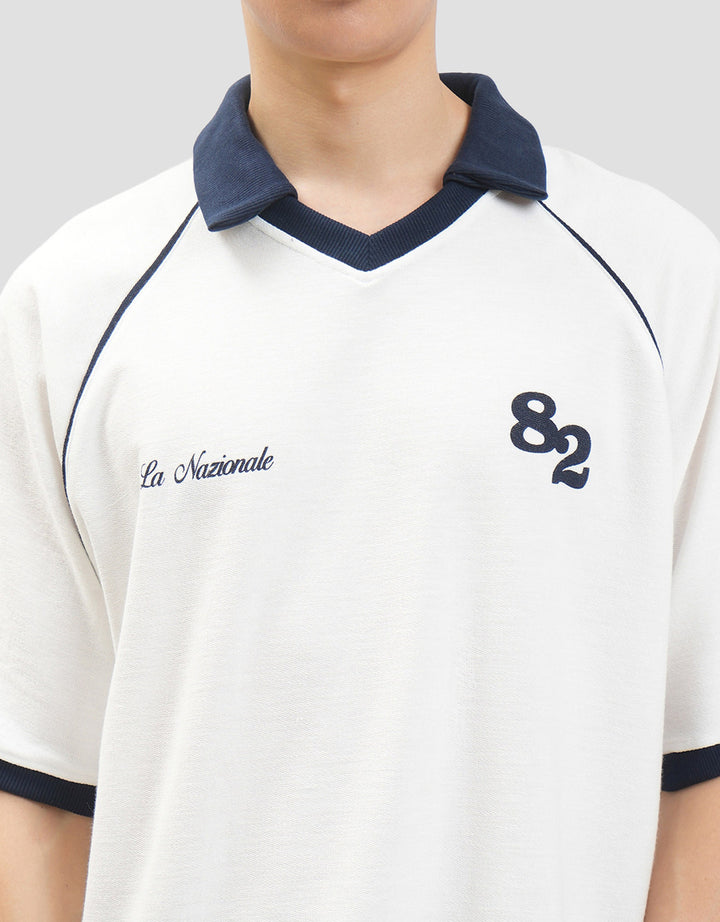 Nevada Terry Varsity Look Kaos Polo Oversize Pria