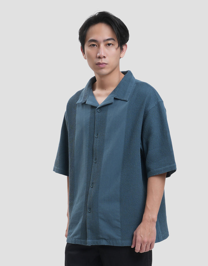 Nevada Texture Waffle Camp Collar - Boxy Fit Kemeja Pria
