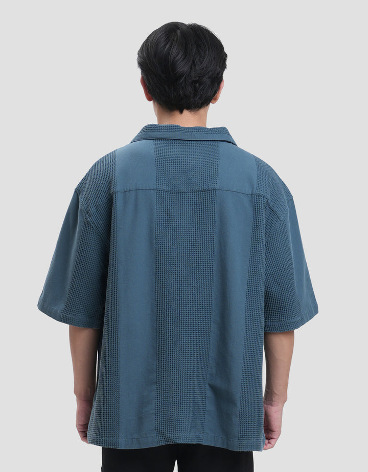 Nevada Texture Waffle Camp Collar - Boxy Fit Kemeja Pria
