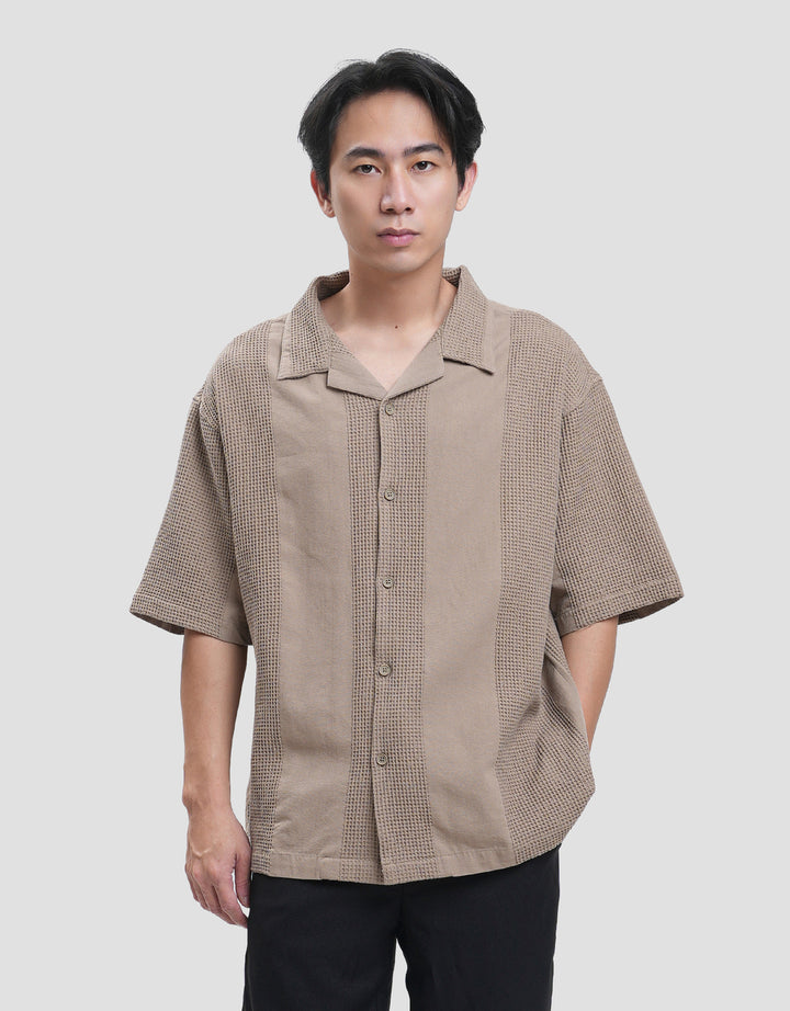 Nevada Texture Waffle Camp Collar - Boxy Fit Kemeja Pria