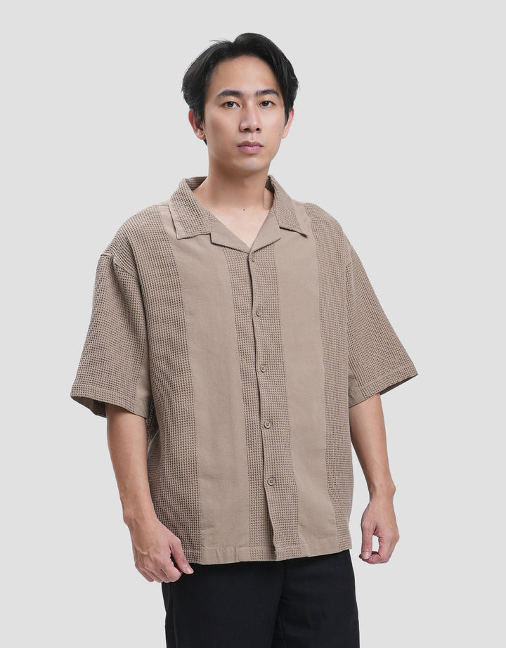 Nevada Texture Waffle Camp Collar - Boxy Fit Kemeja Pria