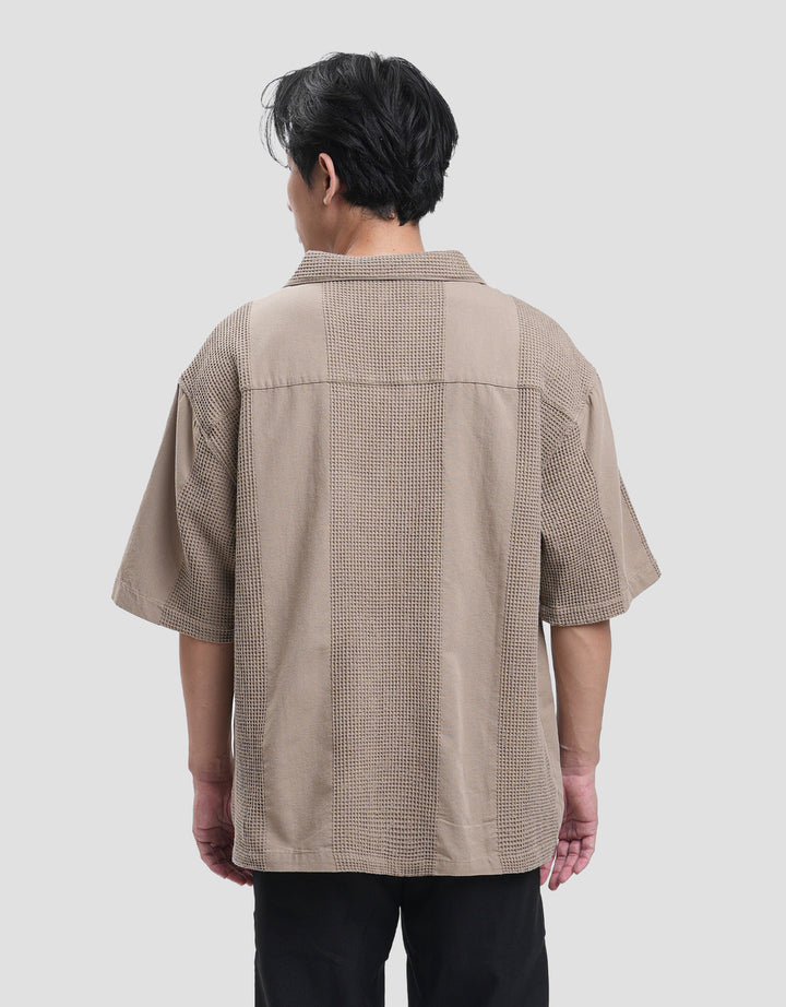 Nevada Texture Waffle Camp Collar - Boxy Fit Kemeja Pria