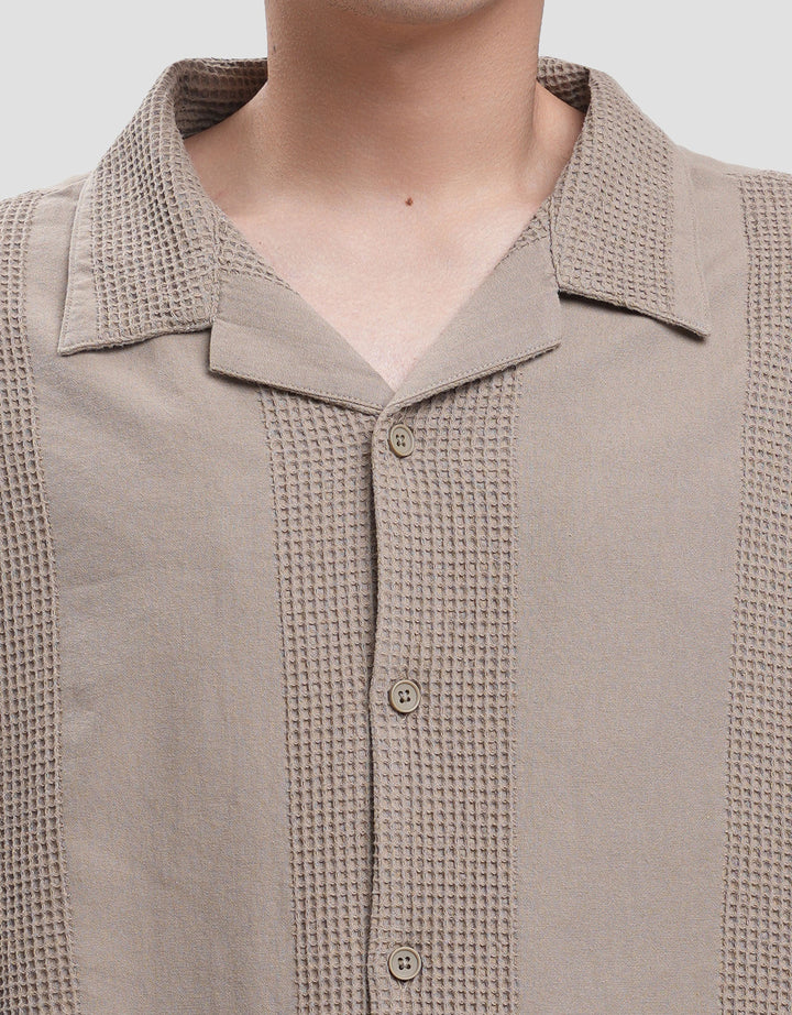 Nevada Texture Waffle Camp Collar - Boxy Fit Kemeja Pria