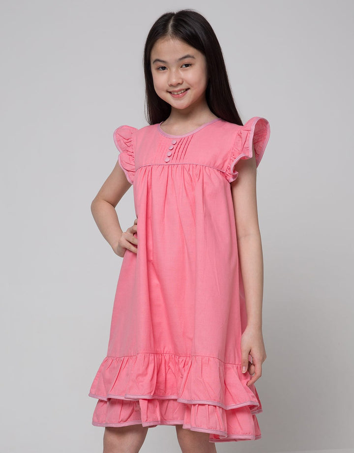 Kidz Too Short Sleeve Midi Dress Babydoll Bawah Kerut