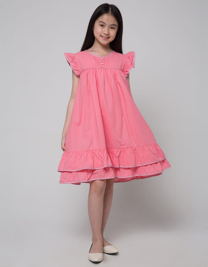 Kidz Too Short Sleeve Midi Dress Babydoll Bawah Kerut