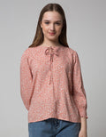 Connexion 7/8 Blouse Print Flower Double Tie Neck