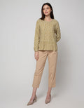 Connexion Long Sleeve Blouse Print Flower With Ruffle Hem