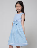 Kidz Too Short Sleeve Midi Dress Check And Lace
