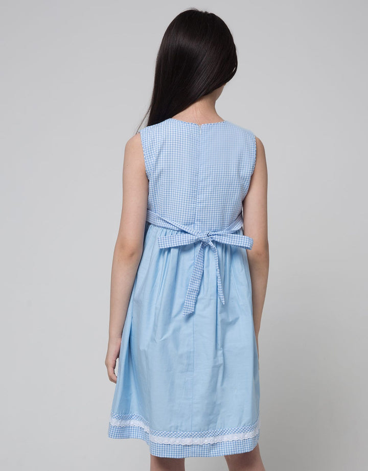 Kidz Too Short Sleeve Midi Dress Check And Lace