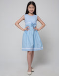 Kidz Too Short Sleeve Midi Dress Check And Lace