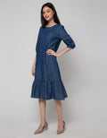 Connexion Long Sleeve Midi Dress Denim