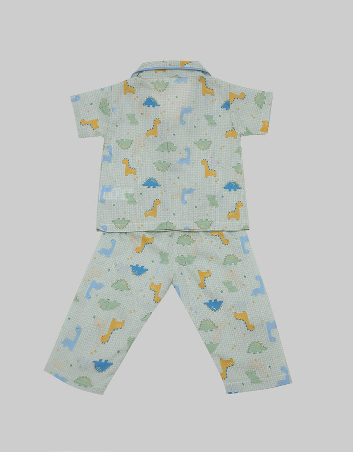 Pipiniko Top - Bottom Piyama Woven Kerah Ss Fp Dino