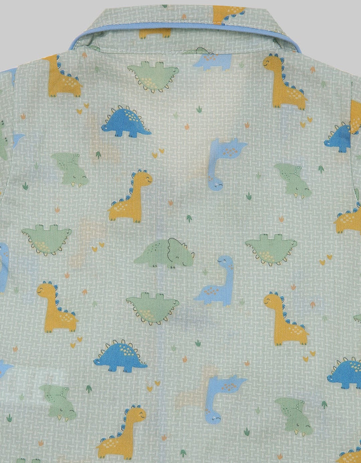 Pipiniko Top - Bottom Piyama Woven Kerah Ss Fp Dino