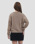 Nevada Solid Crop Flat Knit Cable Cardigan Wanita