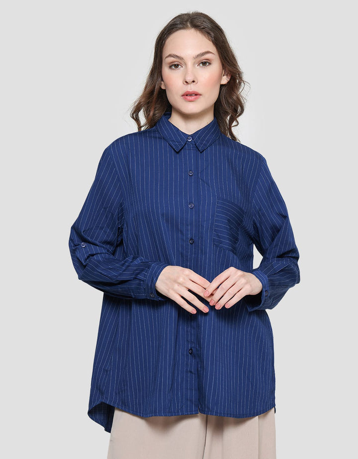 Cardinal Femme Kemeja Wanita Print Garis