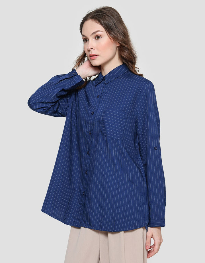 Cardinal Femme Kemeja Wanita Print Garis