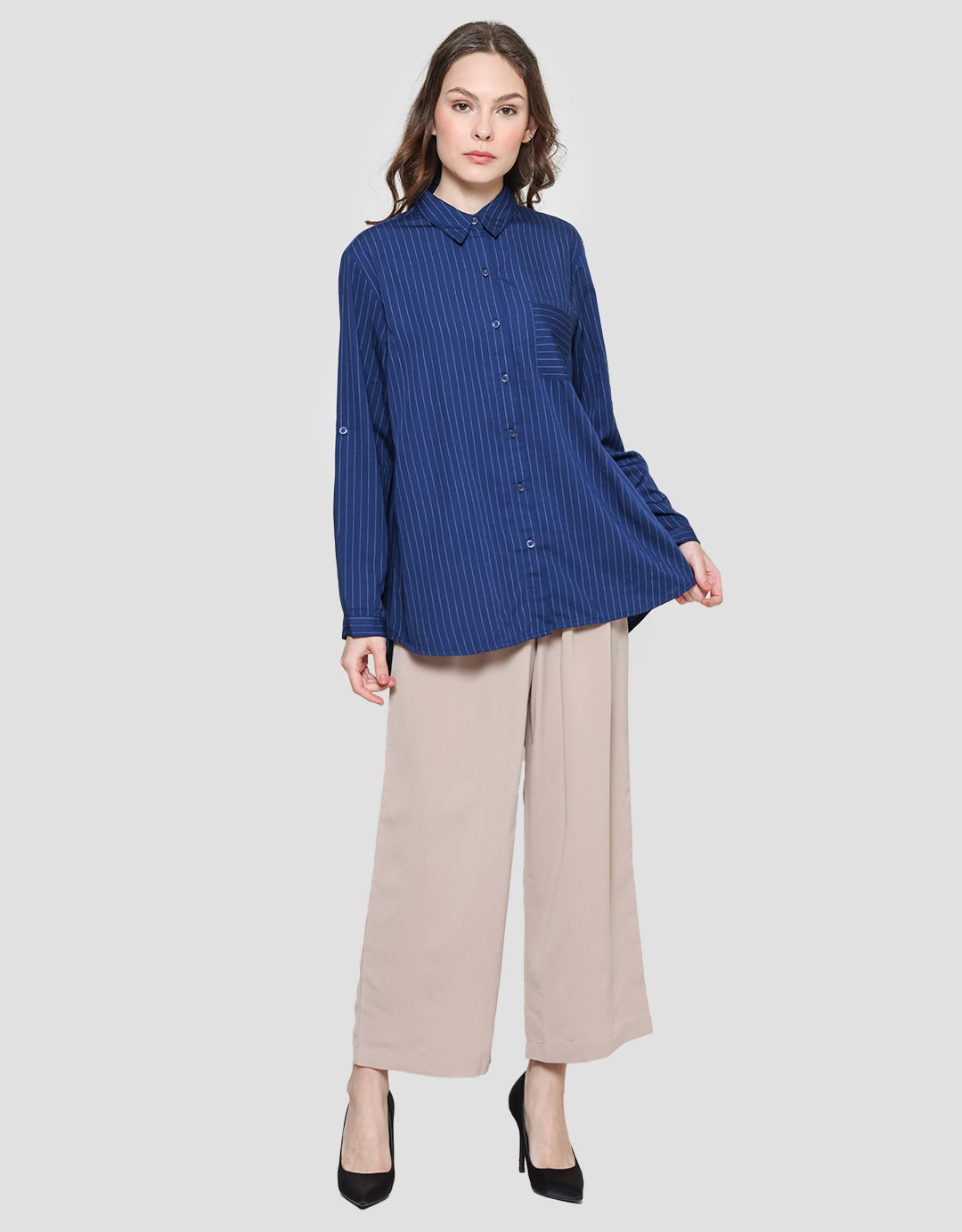 Cardinal Femme Kemeja Wanita Print Garis