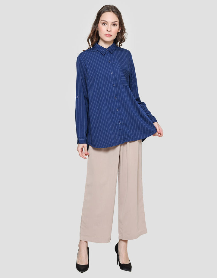 Cardinal Femme Kemeja Wanita Print Garis