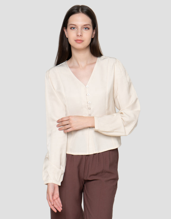 Connexion Viscosa Slim Fit Blouse V Neck Wanita