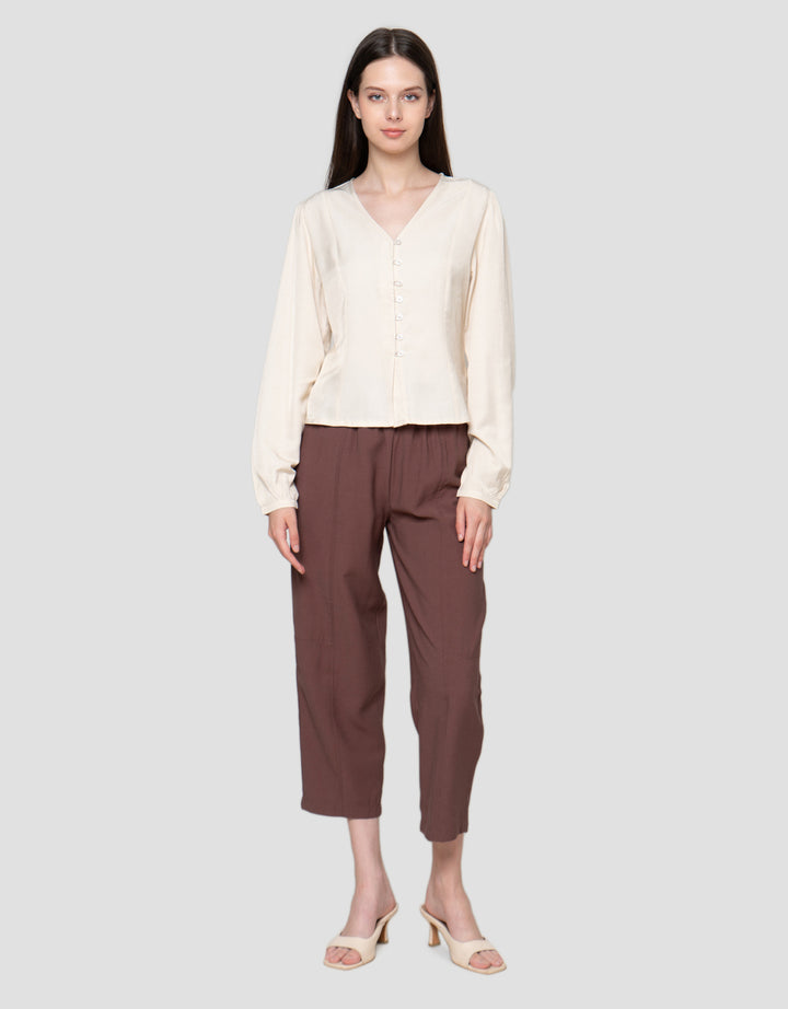 Connexion Viscosa Slim Fit Blouse V Neck Wanita