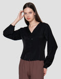 Connexion Viscosa Slim Fit Blouse V Neck Wanita