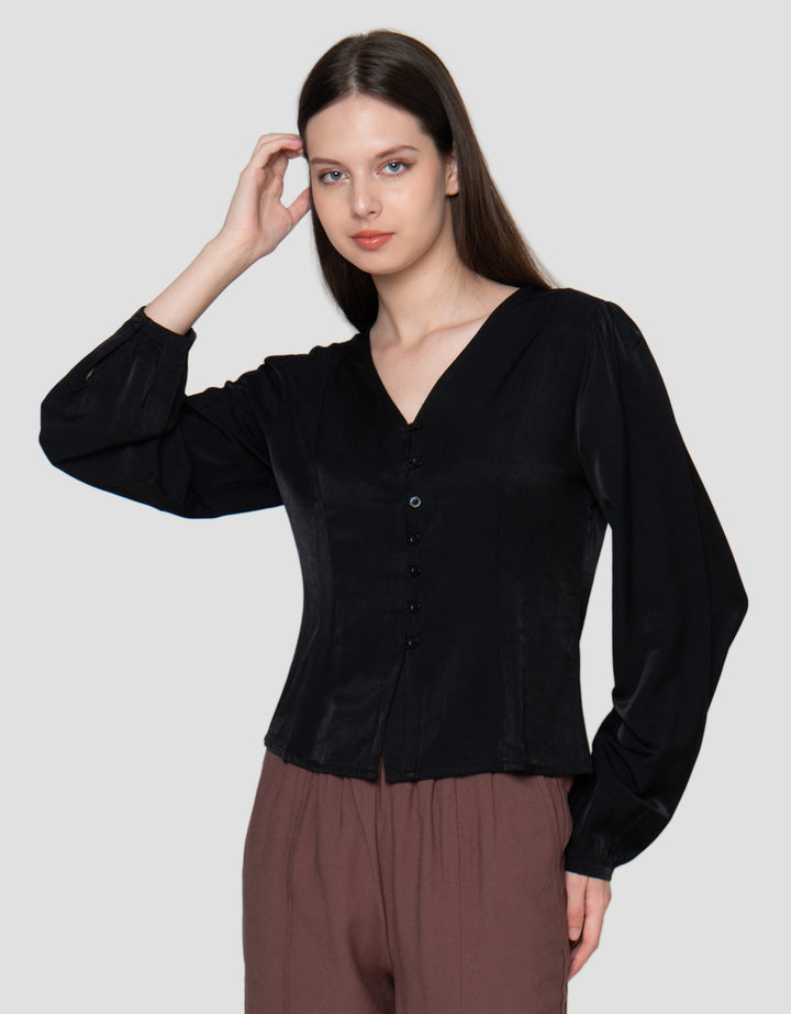 Connexion Viscosa Slim Fit Blouse V Neck Wanita
