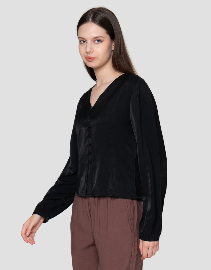 Connexion Viscosa Slim Fit Blouse V Neck Wanita