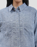 Connexion Cropped Yarndyed With Double Pocket Kemeja Wanita