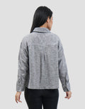 Connexion Cropped Yarndyed With Double Pocket Kemeja Wanita