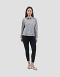 Connexion Cropped Yarndyed With Double Pocket Kemeja Wanita