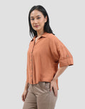 Connexion Textured Linen Double Pocket Kemeja Wanita