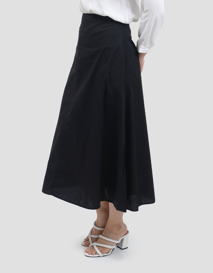 Connexion Full Crcle Gingham Ctn Side Zip Rok Maxi Wanita