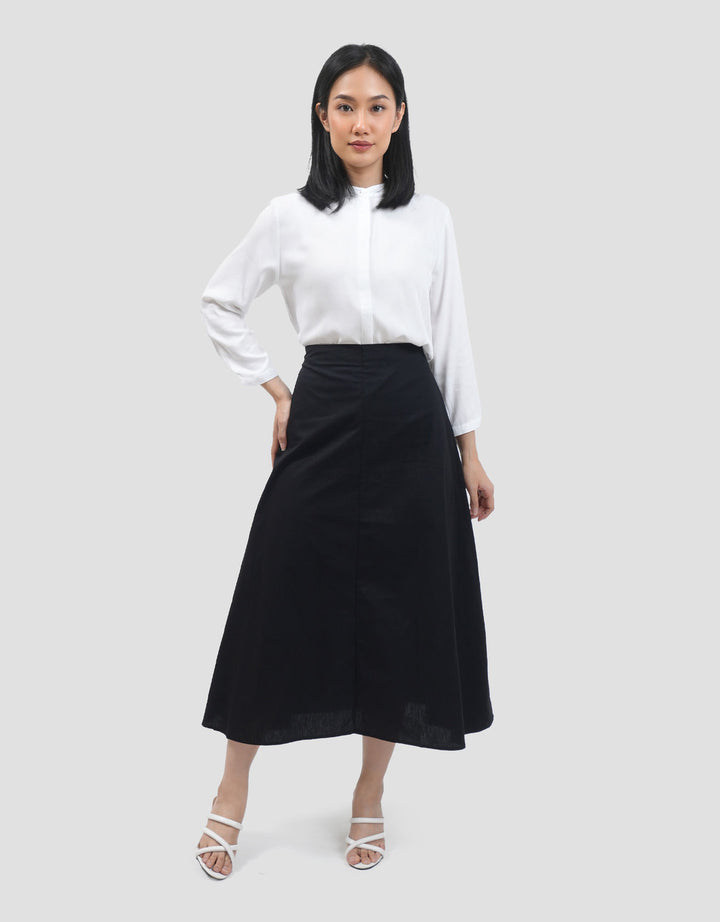 Connexion Full Crcle Gingham Ctn Side Zip Rok Maxi Wanita