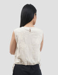Connexion Cropped Full Embrodiery Drawstring Blouse Wanita