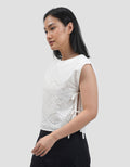 Connexion Eyelet With Side Knot Reg Fit Cropped Blouse Wanita