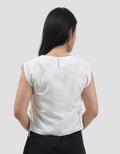 Connexion Eyelet With Side Knot Reg Fit Cropped Blouse Wanita