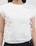 Connexion Eyelet With Side Knot Reg Fit Cropped Blouse Wanita