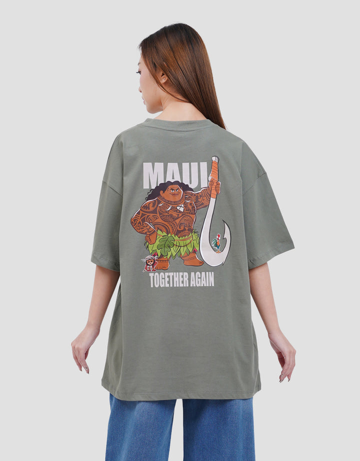 Disney Print Wash Moana Kaos Oversize Wanita