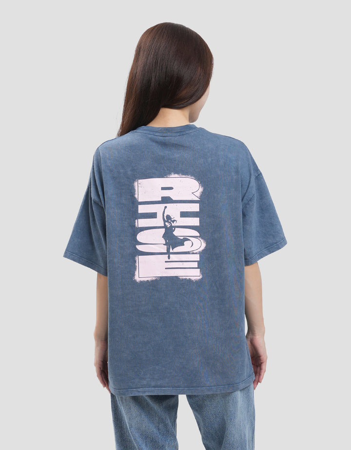 Nevada Print Wash Super Girl Wb Kaos Oversize Lengan Pendek Wanita