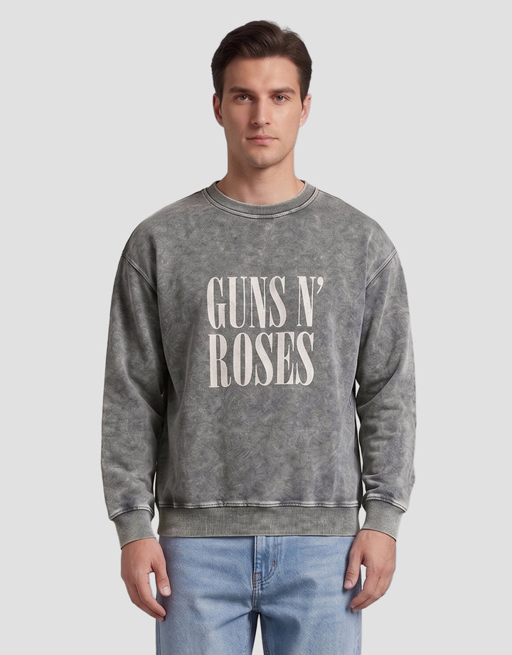 Nevada Universal Music Boxy Fit Guns & Roses Washing Sweater Pria