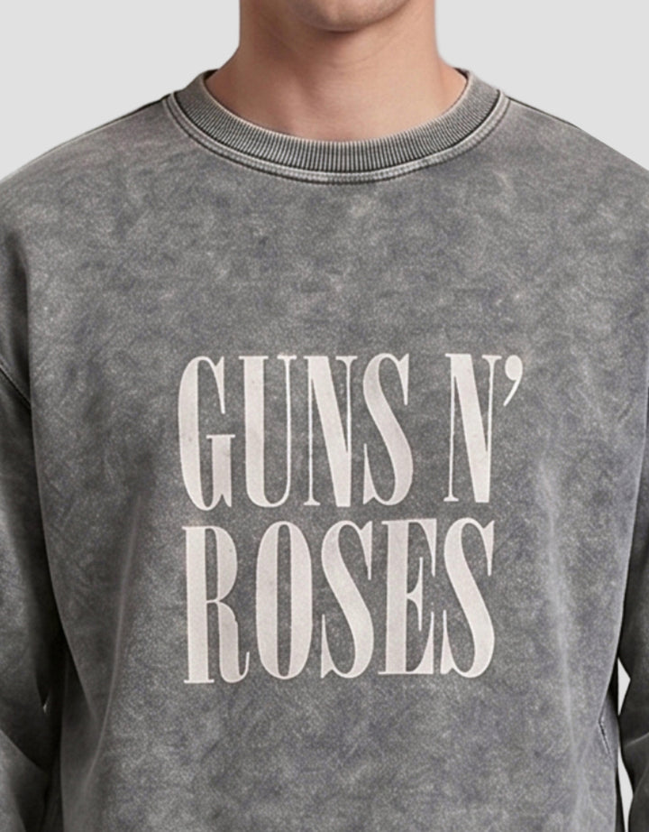 Nevada Universal Music Boxy Fit Guns & Roses Washing Sweater Pria