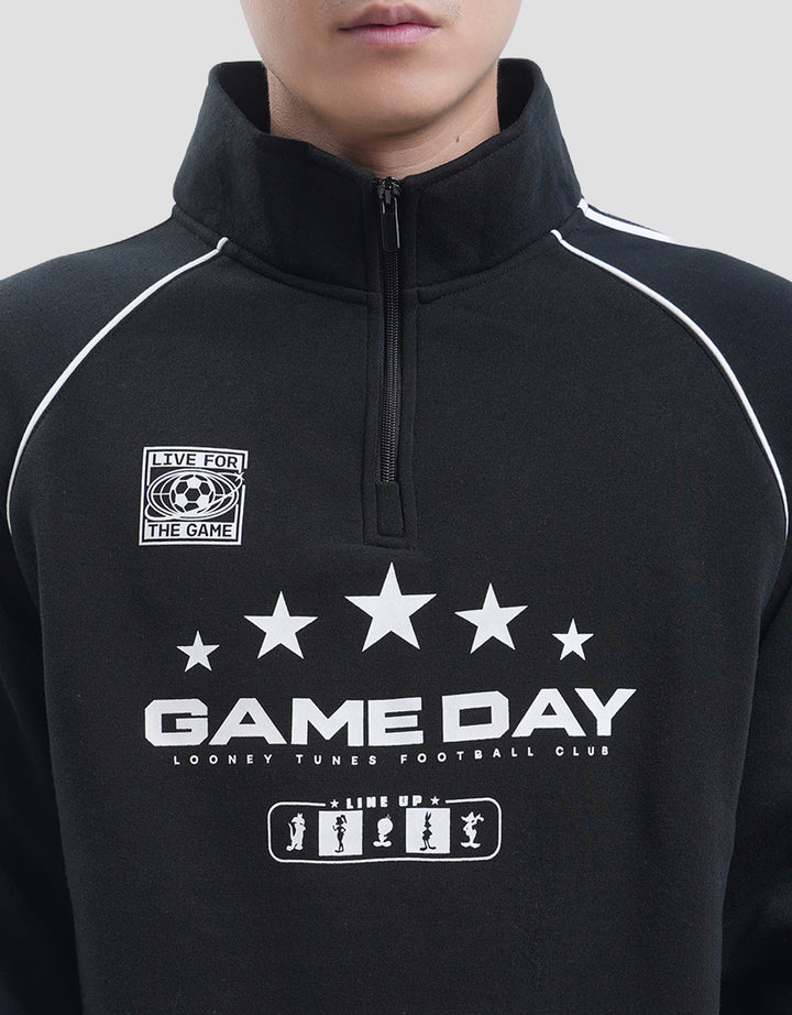Nevada Half Zipper Looney Tunes Game Day Sweater Pria